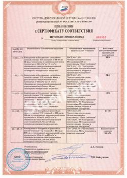 Приложение к сертификату соответствия №НСОПБ.RU.ПРО089/3.Н.00763 стр. 1